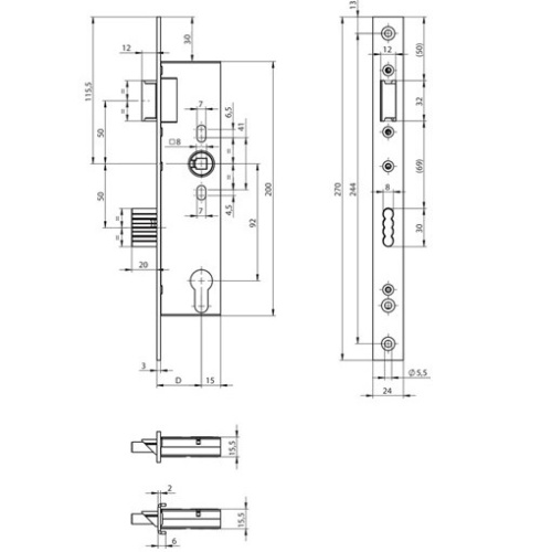 Assa Abloy N1500-PF1/92/35/8/24 / корпус врезного замка для профильных дверей от компании Аблой за 6 436 руб.